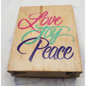 Rubber Stampede Posh Impressions Love Joy Peace Wood Mounted Rubber Stamp